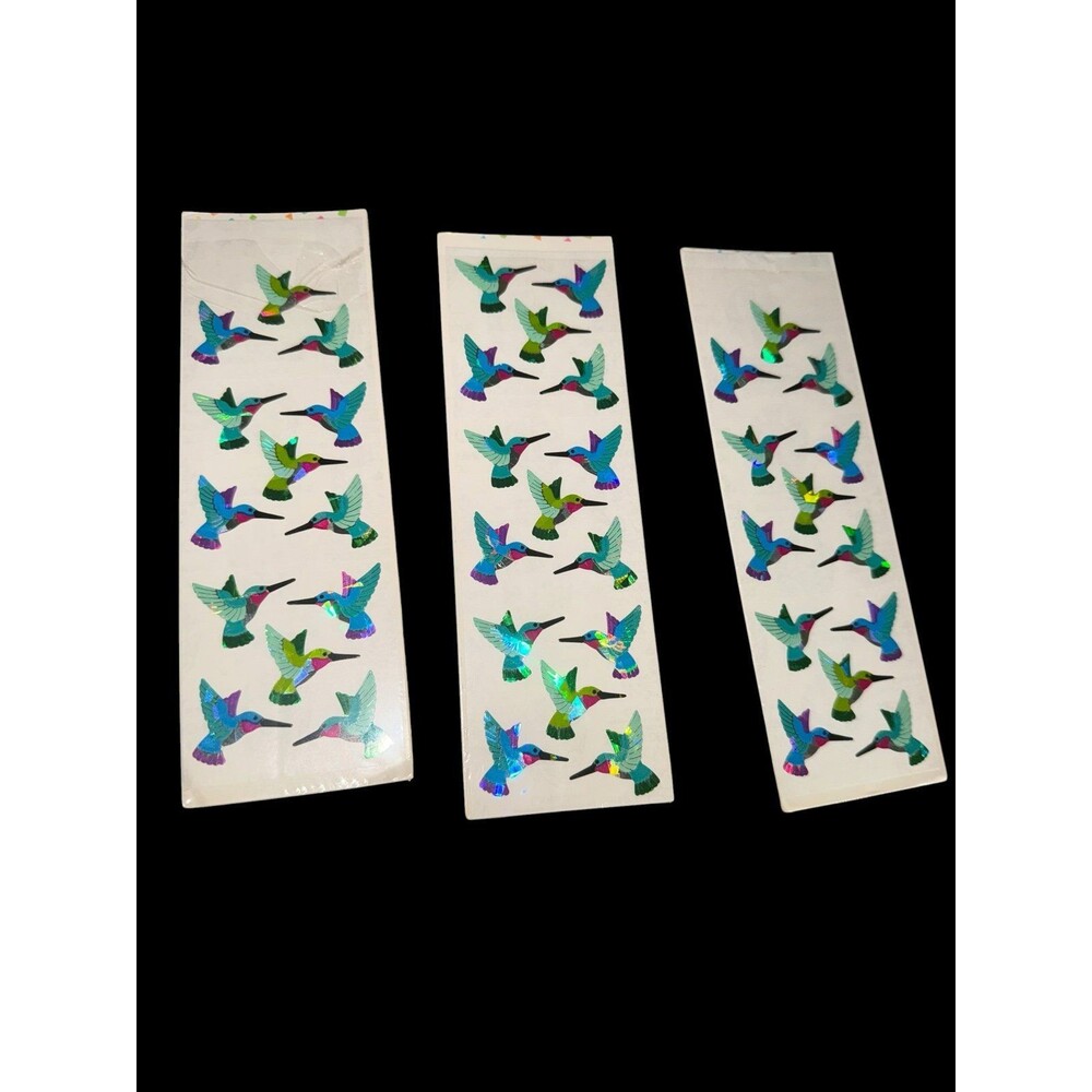 Vintage Sandylion Prismatic Hummingbird Stickers Lot of 3 Sheets 1990 Rare NOS